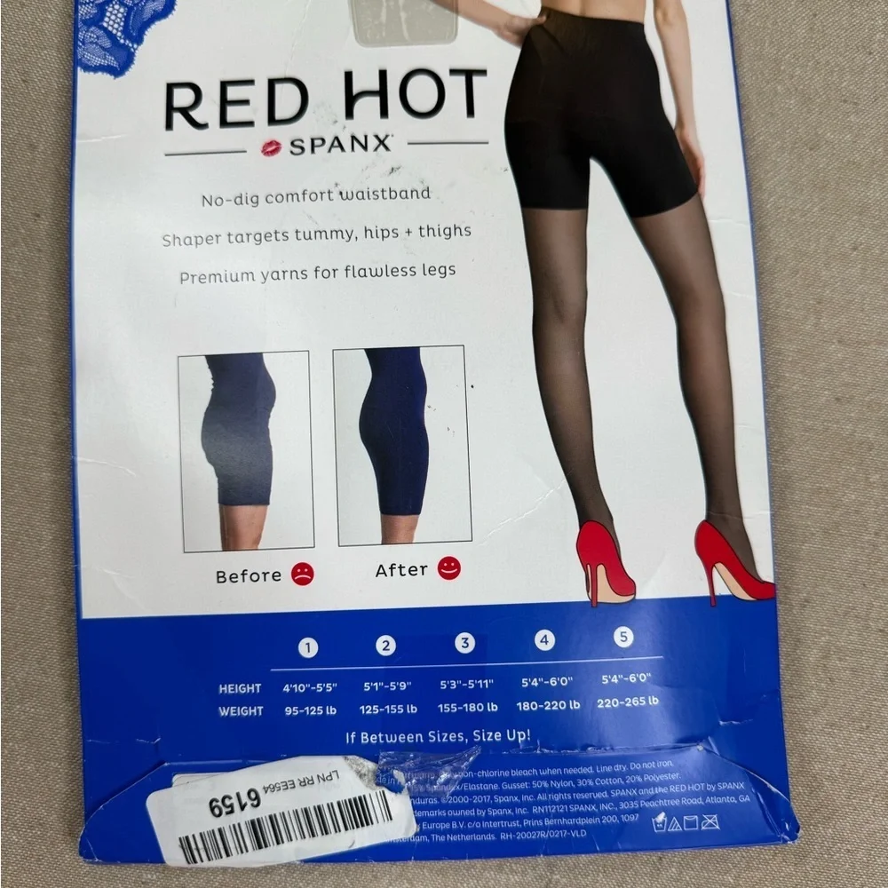 SPANX Red Hot Shaping Sheer Pantyhose Built-In Shaper Short Champagne Size 3